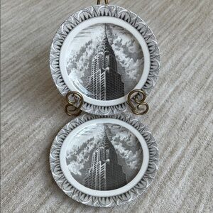 EUC Set of 2 222 Fifth Slice Of Life Salad Desert Plates Chrysler Building
